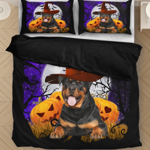 funny rottweiler halloween party cosplay duvet cover bedding set bedroom decor 5088