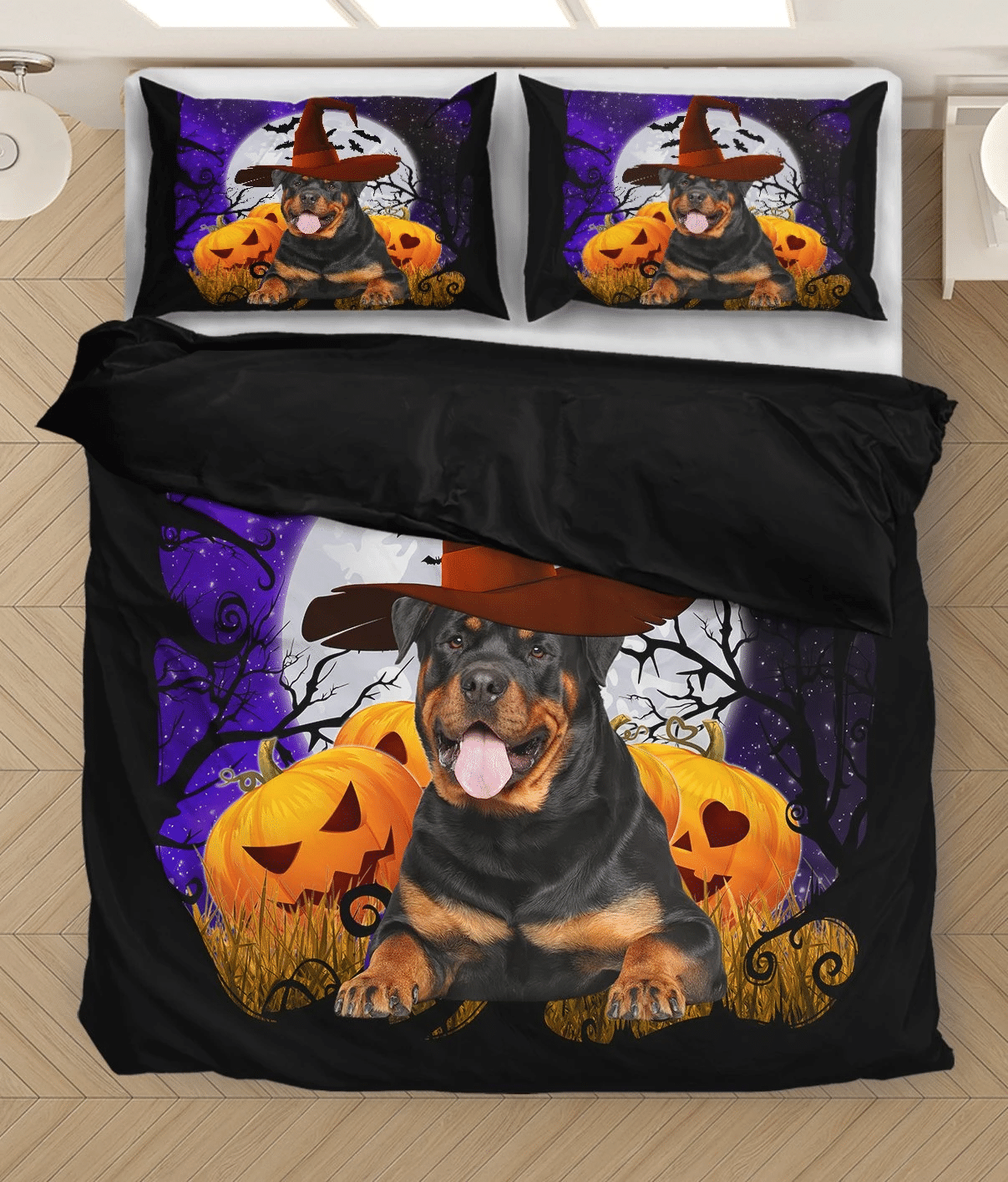 funny rottweiler halloween party cosplay duvet cover bedding set bedroom decor 5088