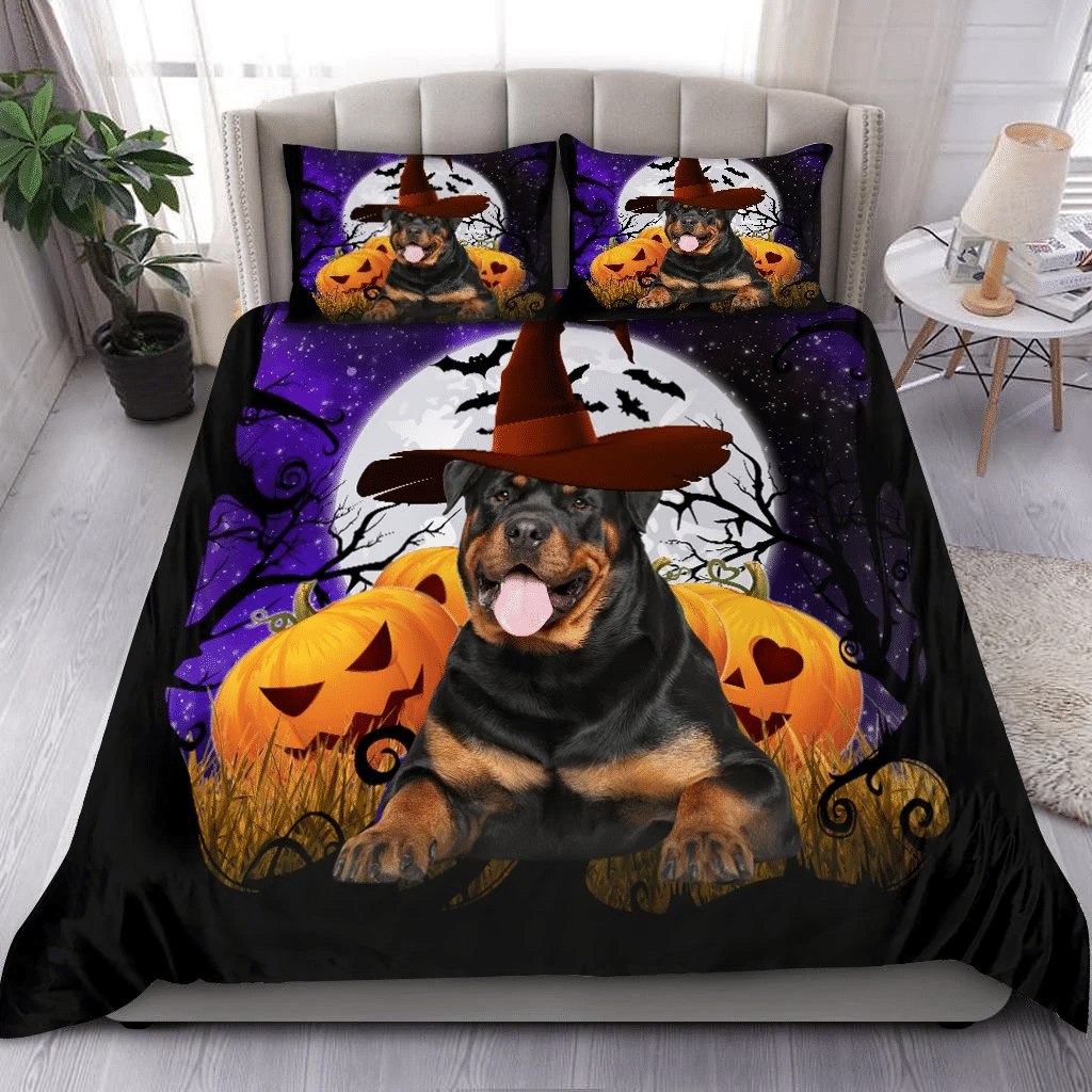 funny rottweiler halloween party cosplay duvet cover bedding set bedroom decor 5214