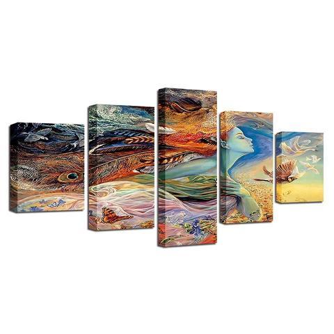 gaia mother earth abstract 5 panel canvas art wall decor 5626