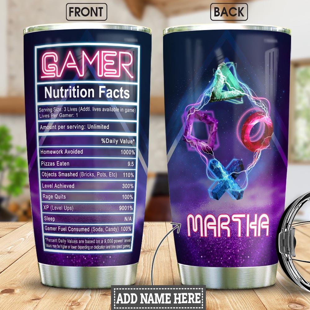 gamer facts personalized stainless steel tumbler 1879