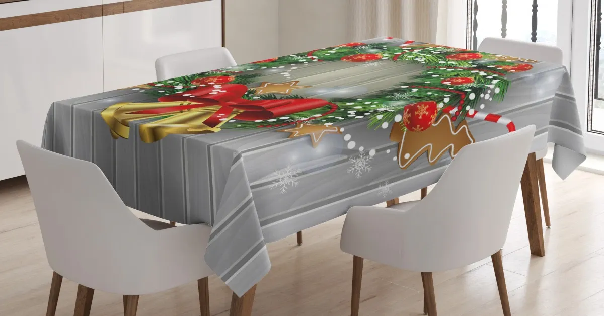 garland with noel cookies 3d printed tablecloth table decor 5255