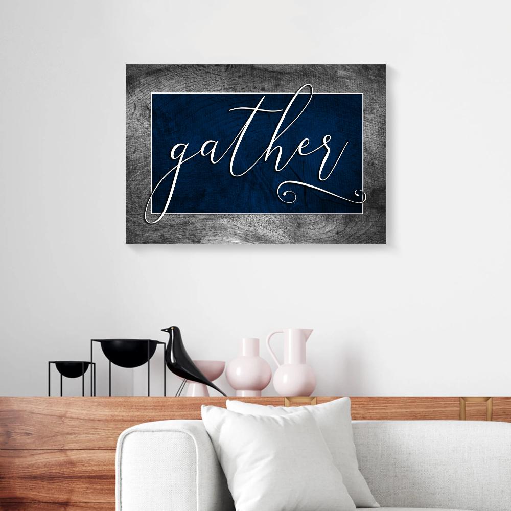 gather dark blue kitchen canvas prints wall art decor 4130