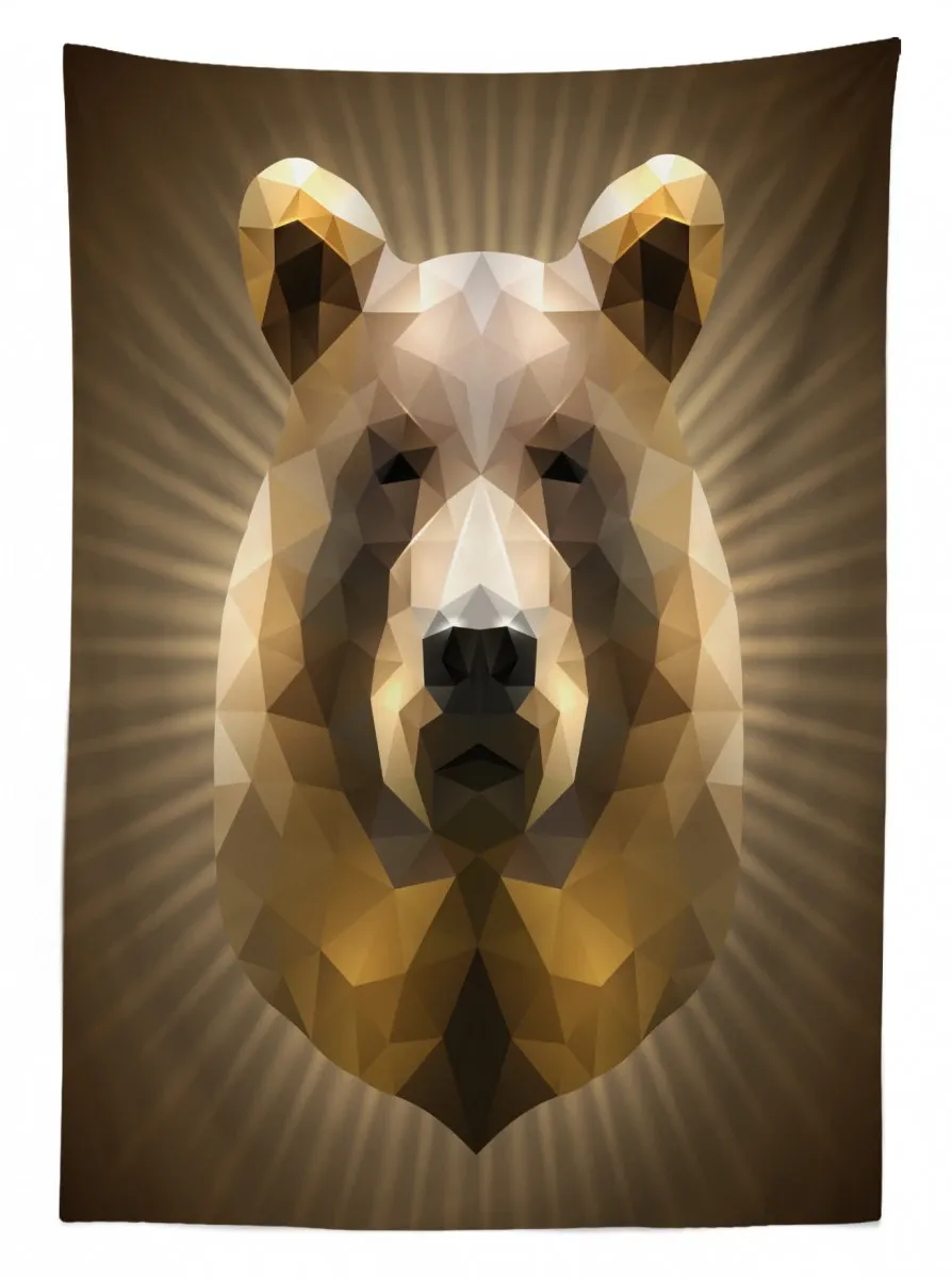 geometric grizzly portrait 3d printed tablecloth table decor 3623