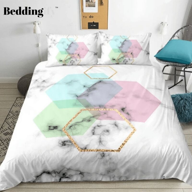 Geometric Marble On White Duvet Cover Bedding Set geometric marble on white duvet cover bedding set 3286