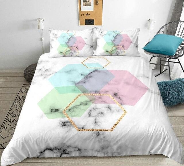 Geometric Marble On White Duvet Cover Bedding Set geometric marble on white duvet cover bedding set 4561