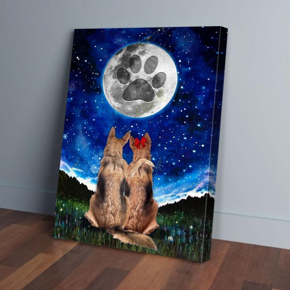 German Shepherd Couple Love In The Night Canvas Prints - Wall Art Decor german shepherd couple love in the night canvas prints wall art decor 1590