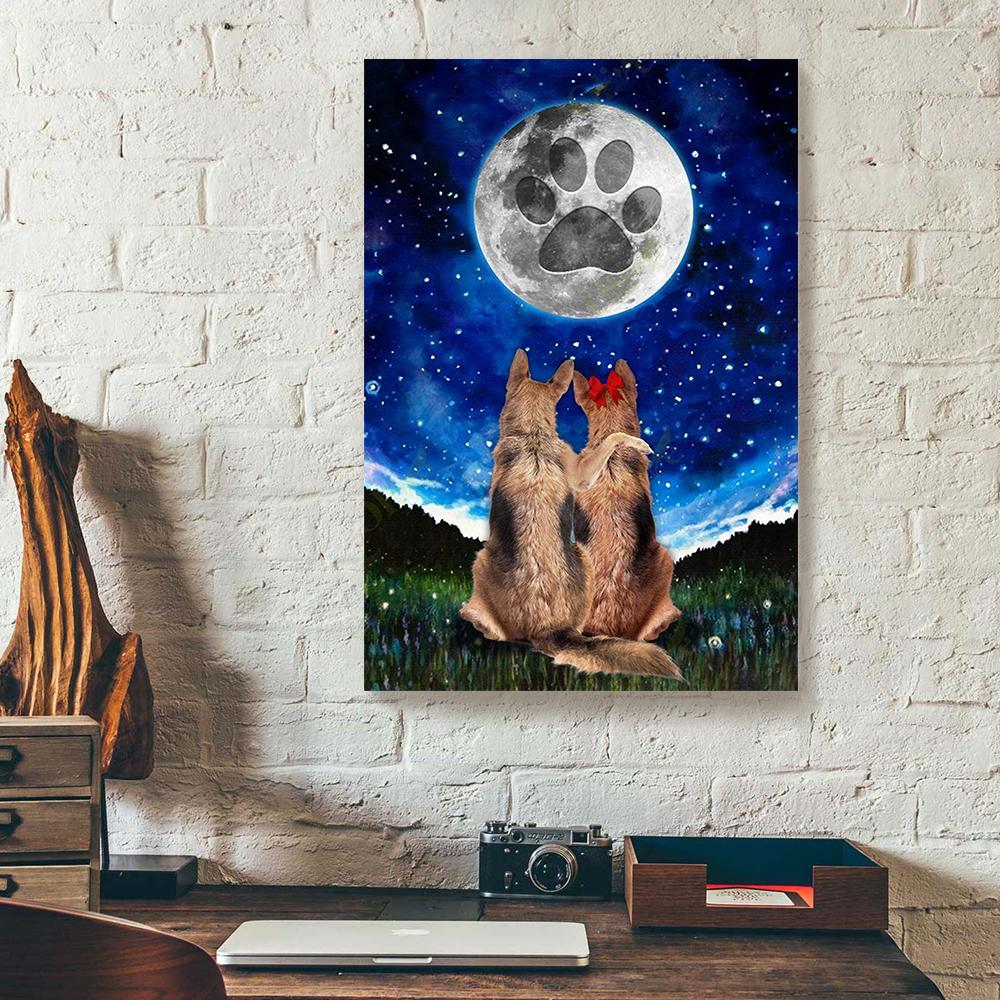German Shepherd Couple Love In The Night Canvas Prints - Wall Art Decor german shepherd couple love in the night canvas prints wall art decor 2528
