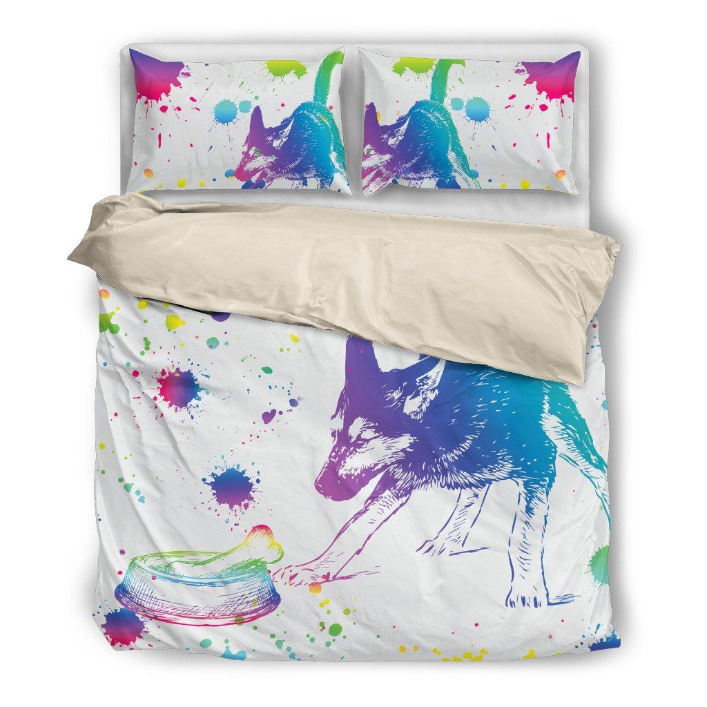 German Shepherd Watercolor White Background Duvet Cover Bedding Set german shepherd watercolor white background duvet cover bedding set 3632