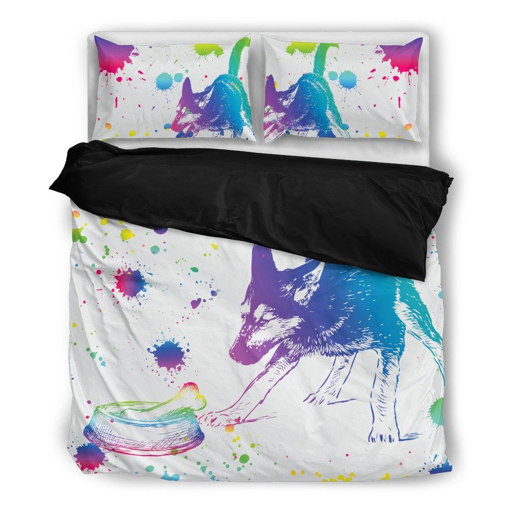 German Shepherd Watercolor White Background Duvet Cover Bedding Set german shepherd watercolor white background duvet cover bedding set 7101