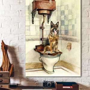 german sherphian on toilet canvas prints wall art decor 3965