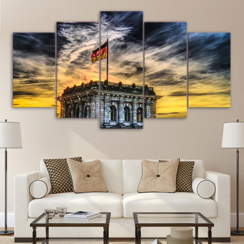 germany flag abstract 5 panel canvas art wall decor 7090