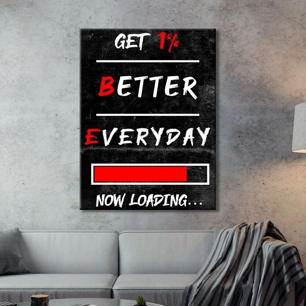 Get 1 % Better Everyday Motivational Positive Canvas Print - Wall Art Decor get 1 better everyday motivational positive canvas print wall art decor 5641