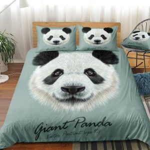 giant panda light grey background duvet cover bedding set 5253
