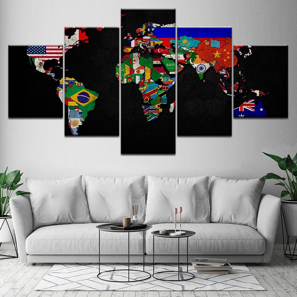 gift abstract map abstract 5 panel canvas art wall decor 7970