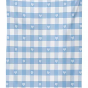 gingham with hearts 3d printed tablecloth table decor 8334