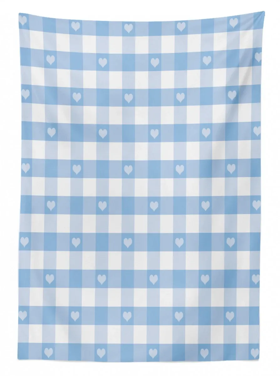 gingham with hearts 3d printed tablecloth table decor 8334