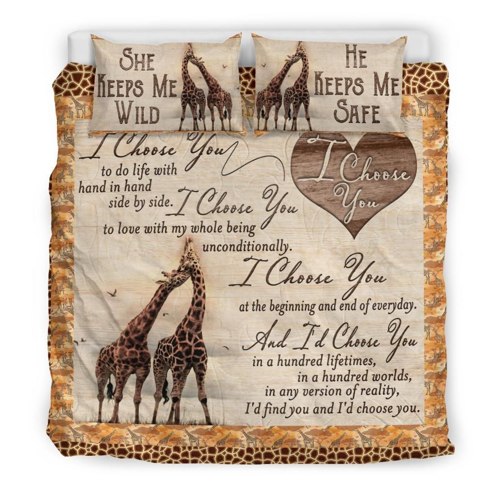 giraffe i choose you he keeps me safe comforter duvet bedding set 1911