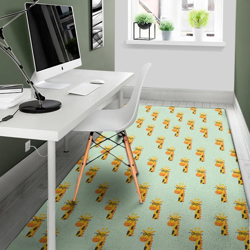giraffe with glasses pattern print area rug floor decor 1471