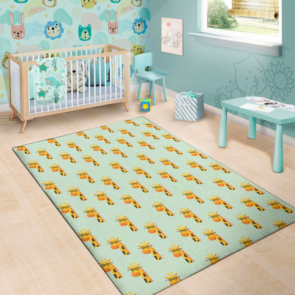 giraffe with glasses pattern print area rug floor decor 3994