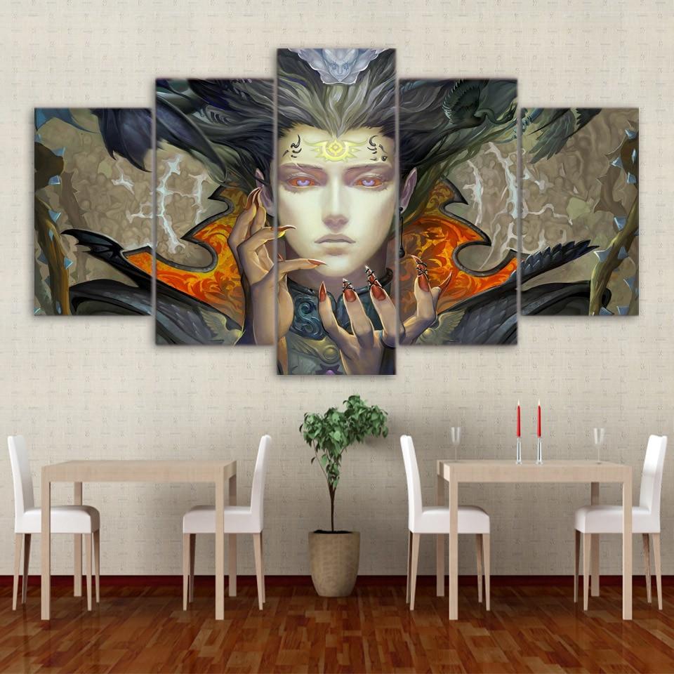 girl angels demons claws abstract 5 panel canvas art wall decor 2963