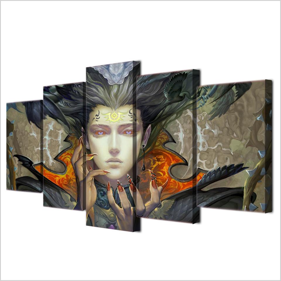 girl angels demons claws abstract 5 panel canvas art wall decor 5056
