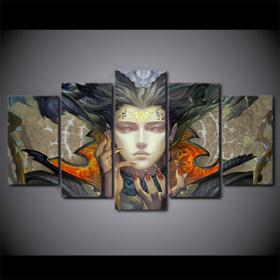 girl angels demons claws abstract 5 panel canvas art wall decor 7637