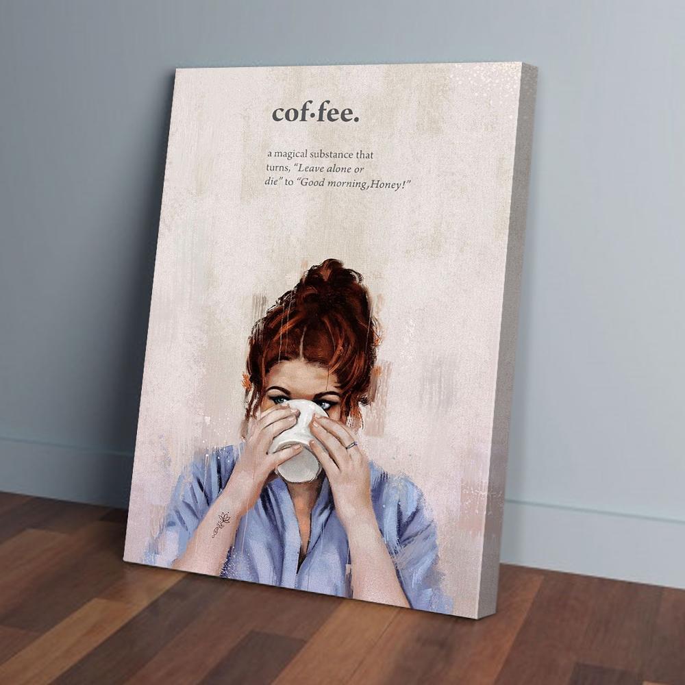 girl drink coffee canvas prints wall art decor 7098