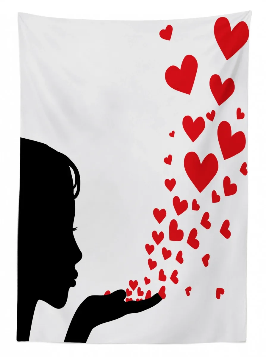 girl silhouette 3d printed tablecloth table decor 8724
