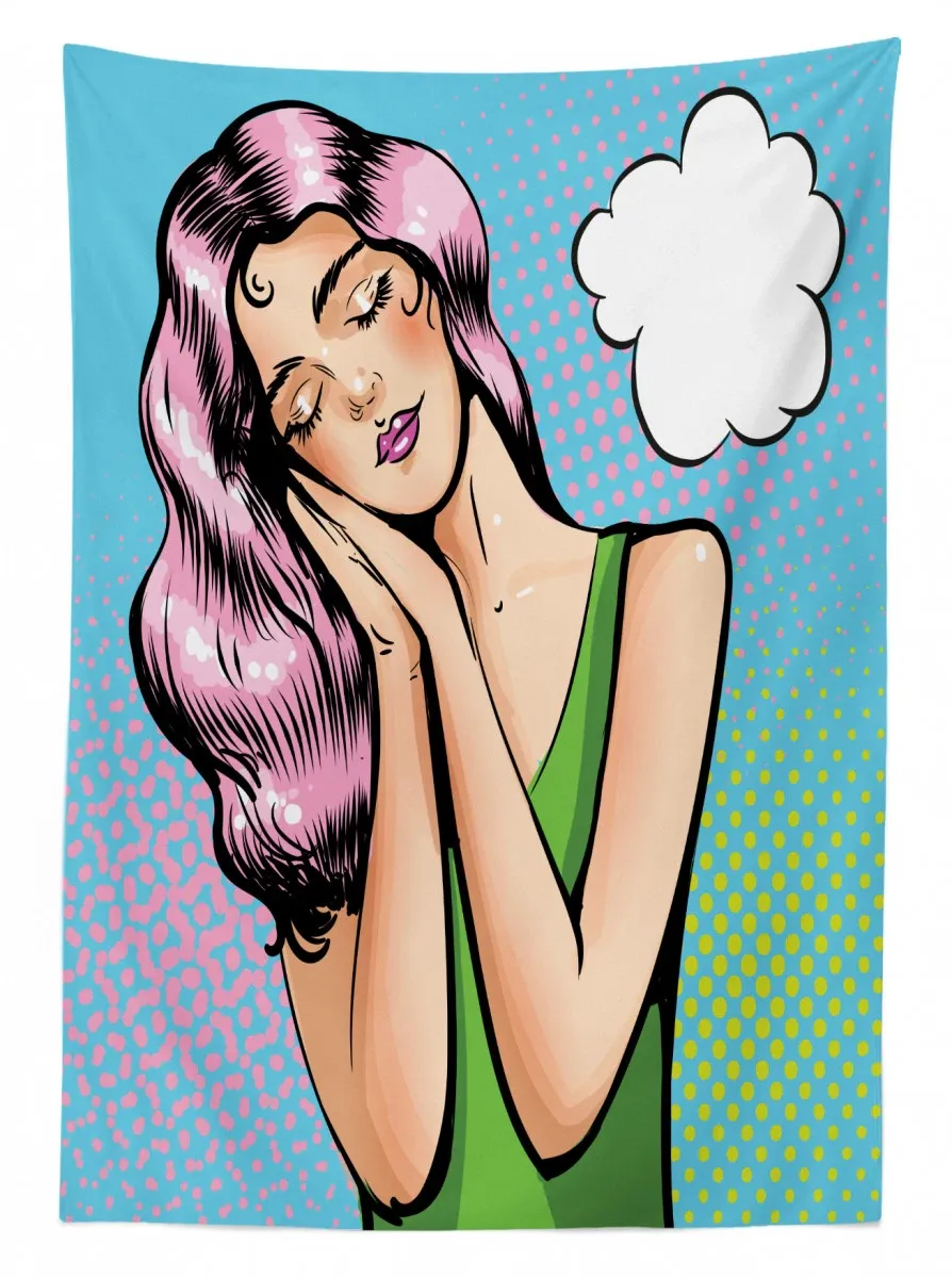 girl sleeping retro pop art 3d printed tablecloth table decor 8395