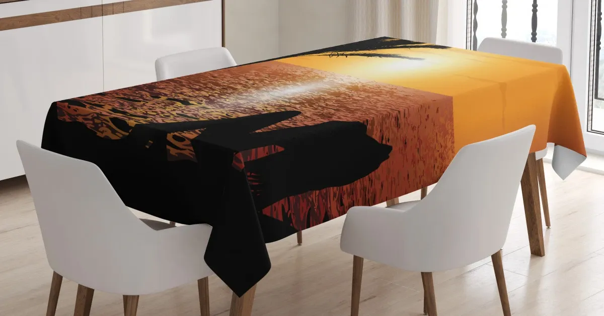 girl tropic beach with sunset 3d printed tablecloth table decor 3418