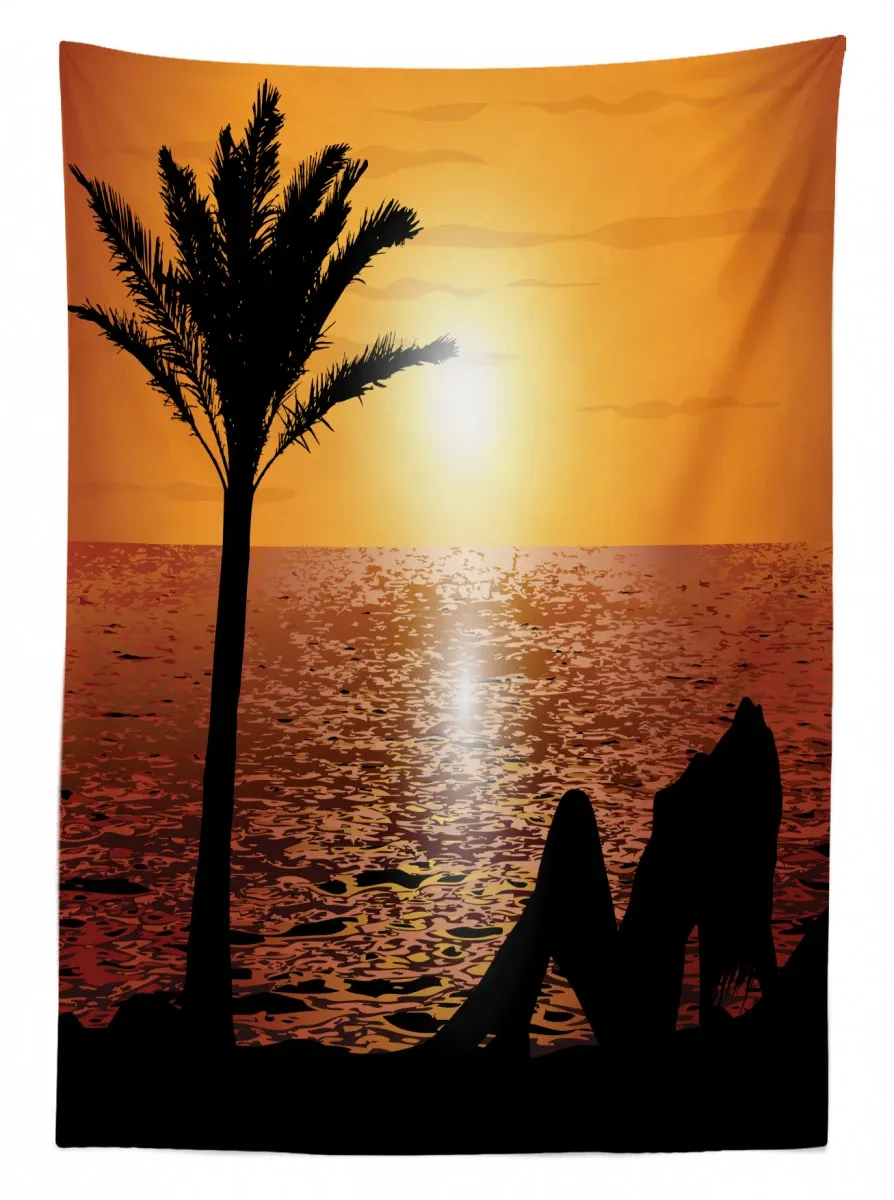girl tropic beach with sunset 3d printed tablecloth table decor 5322