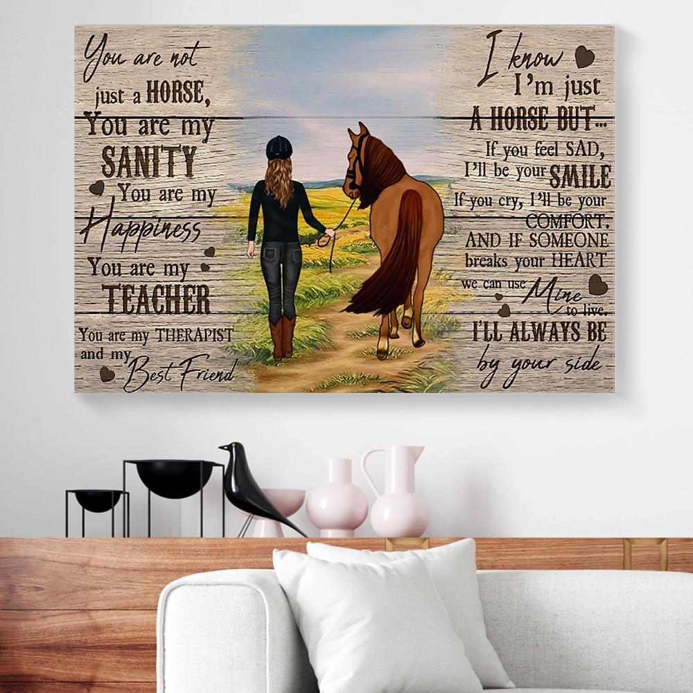 girl with horse canvas prints wall art decor 8696