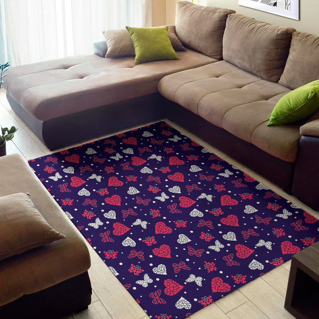 Girly Heart And Butterfly Pattern Print Area Rug Floor Decor girly heart and butterfly pattern print area rug floor decor 2050