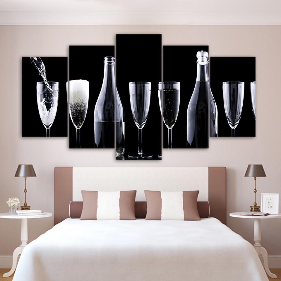 glasses bottles abstract 5 panel canvas art wall decor 3104