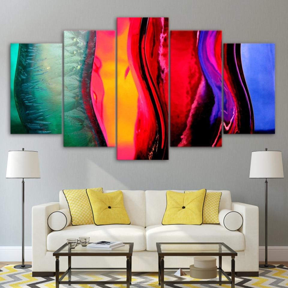 glasses liquid colorful abstract 5 panel canvas art wall decor 3990