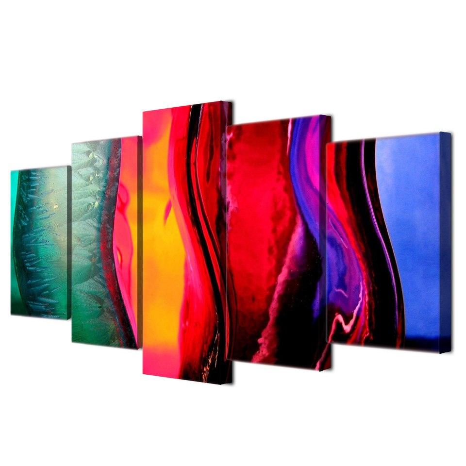 glasses liquid colorful abstract 5 panel canvas art wall decor 6332