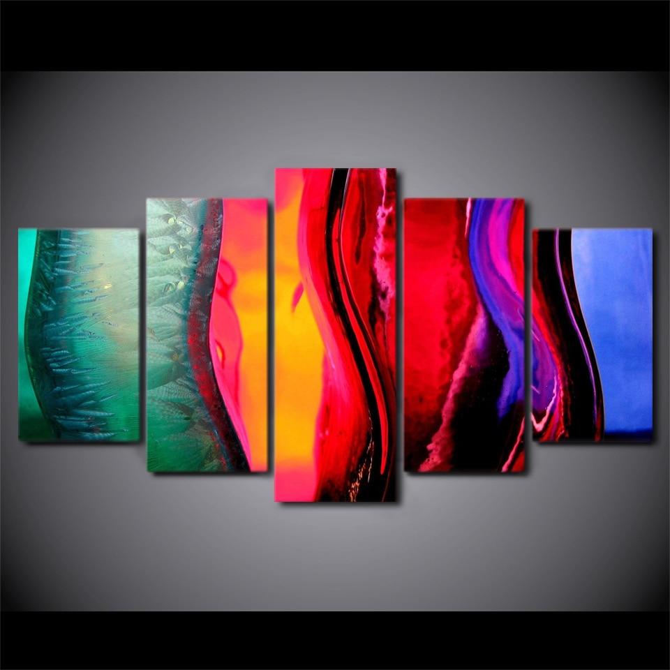 glasses liquid colorful abstract 5 panel canvas art wall decor 7831