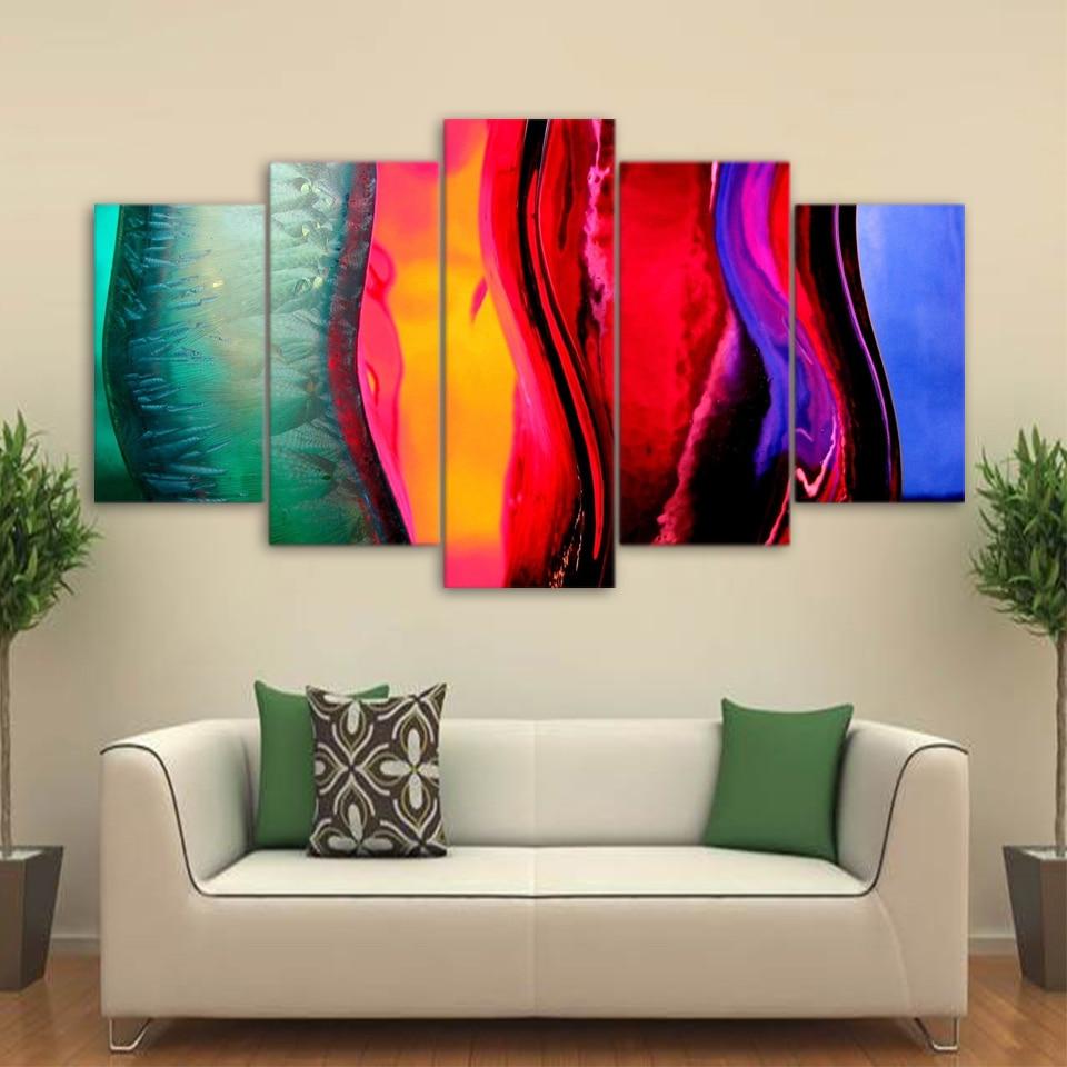glasses liquid colorful abstract 5 panel canvas art wall decor 8276