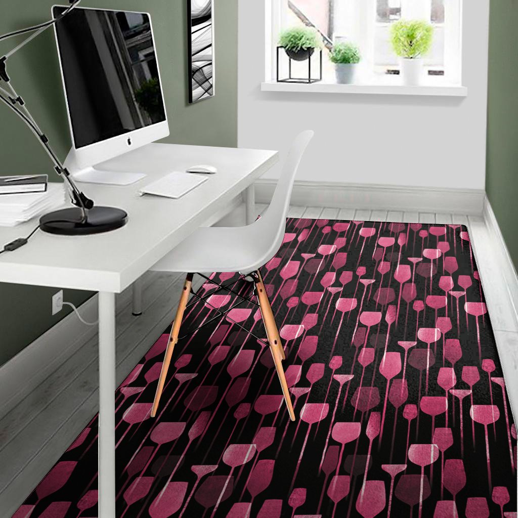 glasses of wine print area rug floor decor 4349