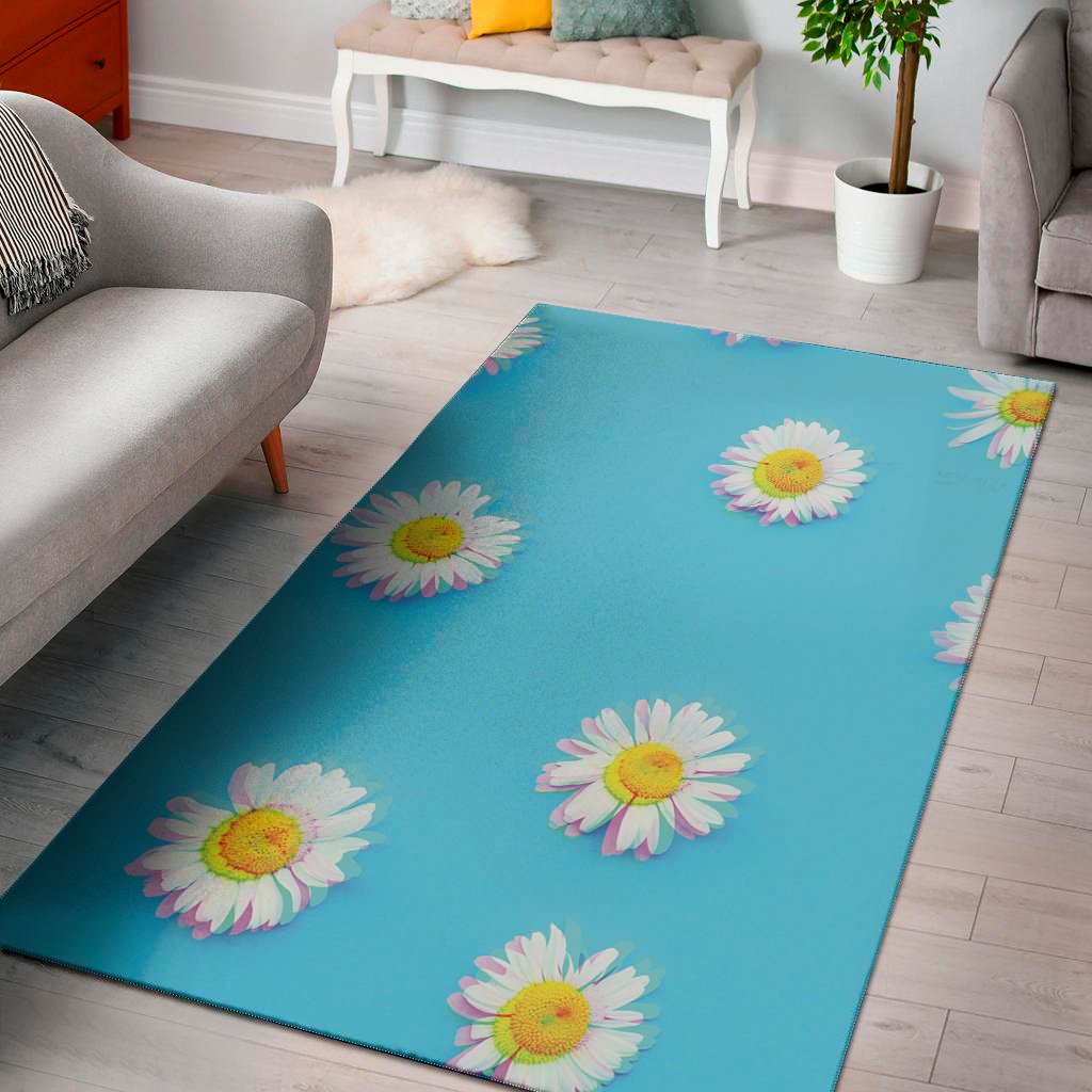 Glitch Daisy Flower Print Area Rug Floor Decor glitch daisy flower print area rug floor decor 6341