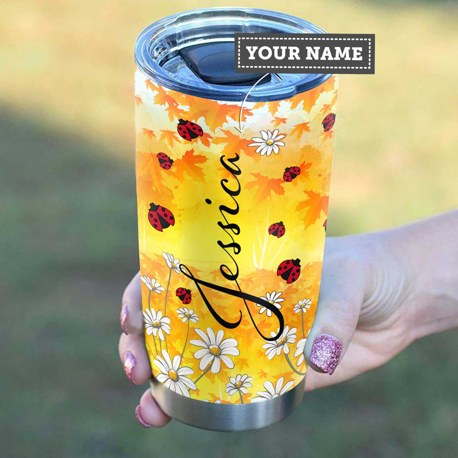 gnome let it be in fall personalized stainless steel tumbler 1909