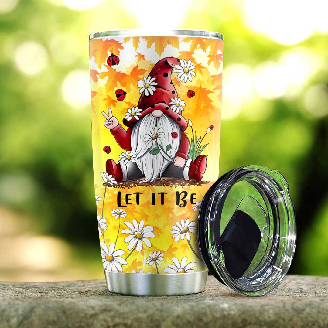 gnome let it be in fall personalized stainless steel tumbler 2003