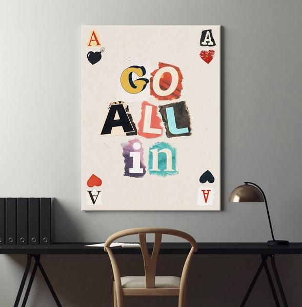 Go All In Ace Of Hearts Motivational Canvas Print - Wall Art Decor go all in ace of hearts motivational canvas print wall art decor 5738