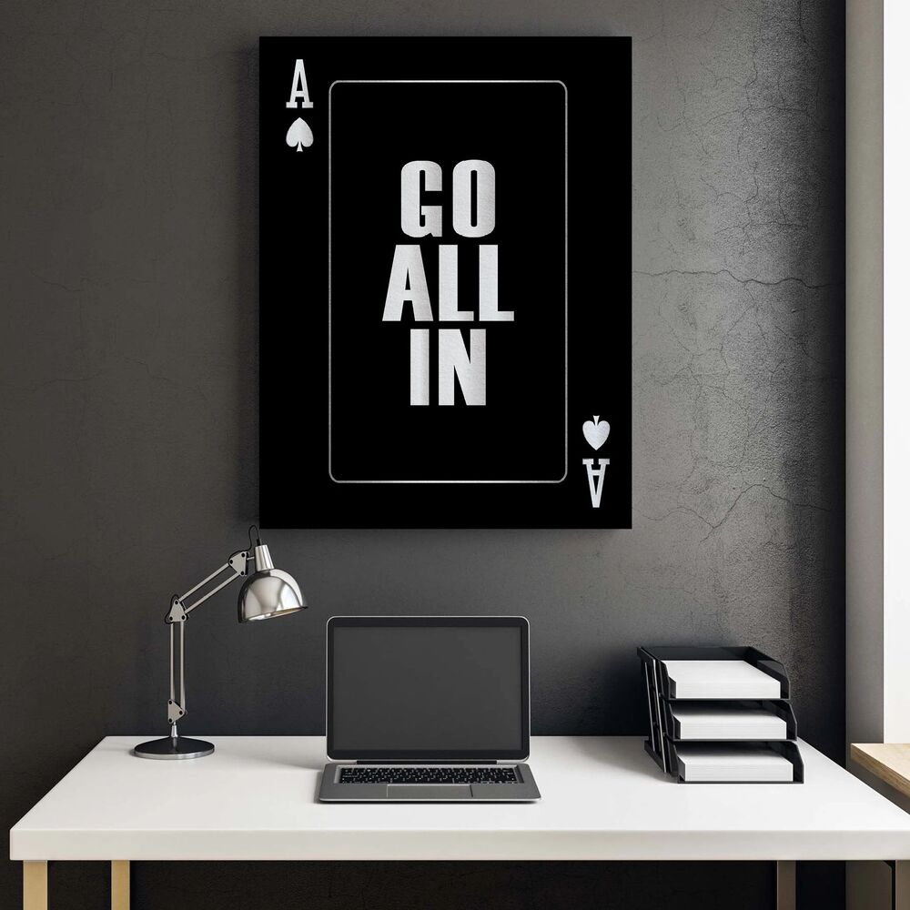 Go All In Silver Motivational Positive Canvas Print - Wall Art Decor go all in silver motivational positive canvas print wall art decor 3003