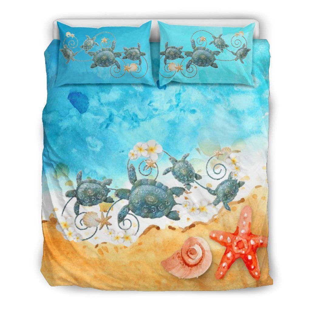 go to beach turtle bedding set bedroom decor 1405