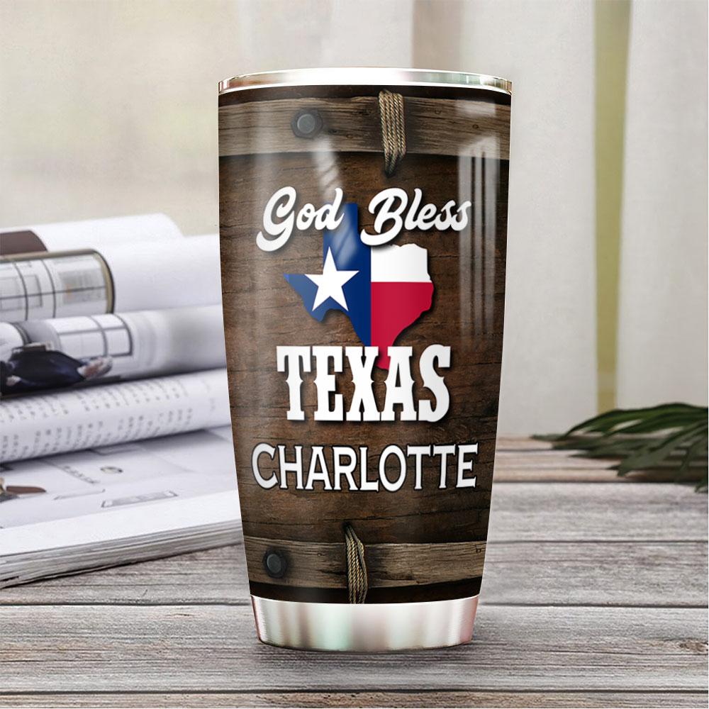 God Bless Texas Personalized Stainless Steel Tumbler