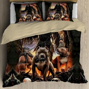 god of the death with pitbull duvet cover bedding set bedroom decor 8873