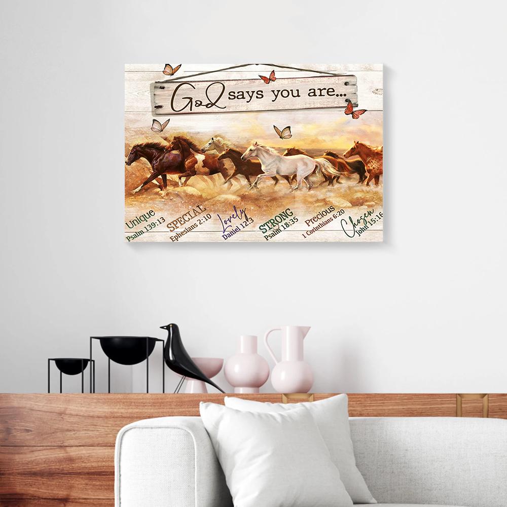 god says you are butterfly horse canvas prints wall art decor 6165