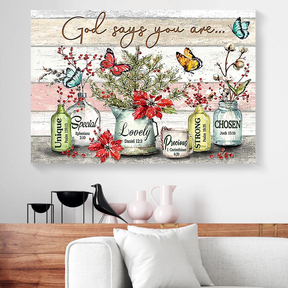 god says you are euphorbia butterfly canvas prints wall art decor 2657